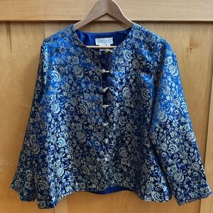 Charles & Keith Navy and Gold Patterned Jacket